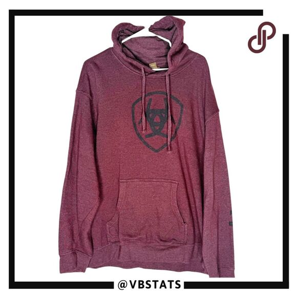 Ariat Men’s Classic Logo Arrowhead Hoodie Pullover Sweatshirt Burgundy 2XL - Picture 1 of 11